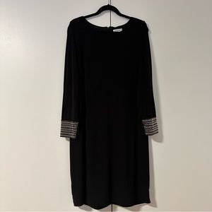 Calvin Klein Black Dress With Bedazzled Sleeves, 16W